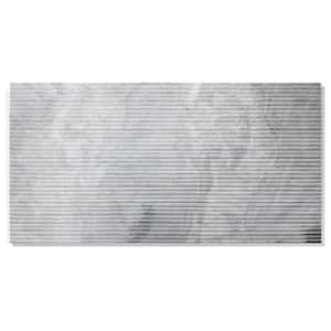24 in. x 12 in. Light Gray Fluted 3D Textured FS Finished Kitchen Bathroom Marble Wall Look Tile ( 8 sq. ft./Box)