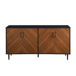 Hampton 58 in. Acorn Bookmatch and Solid Black Buffet Stand