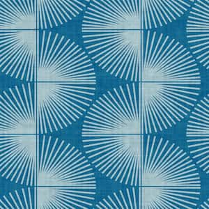 Fluted Geo Peacock Blue Peel and Stick Wallpaper