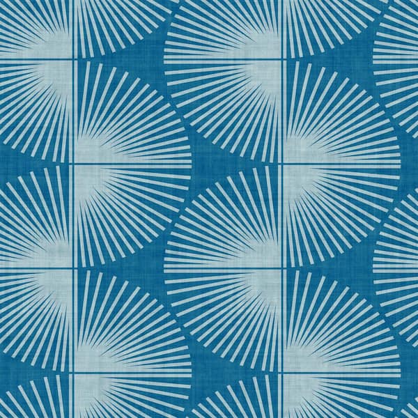 Nicole Miller Fluted Geo Peacock Blue Peel and Stick Wallpaper