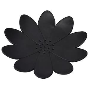 Water Lily Countertop Flexible Soap Dish Holder Self Draining in Black