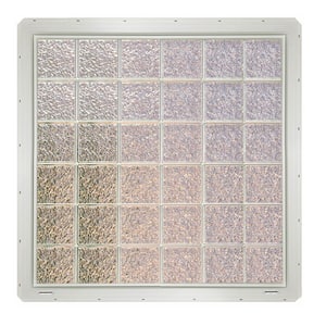 46.75 in. x 46.75 in. x 3.25 in. Ice Pattern Vinyl Framed Glass Block Window with White Colored Vinyl Nailing Fin
