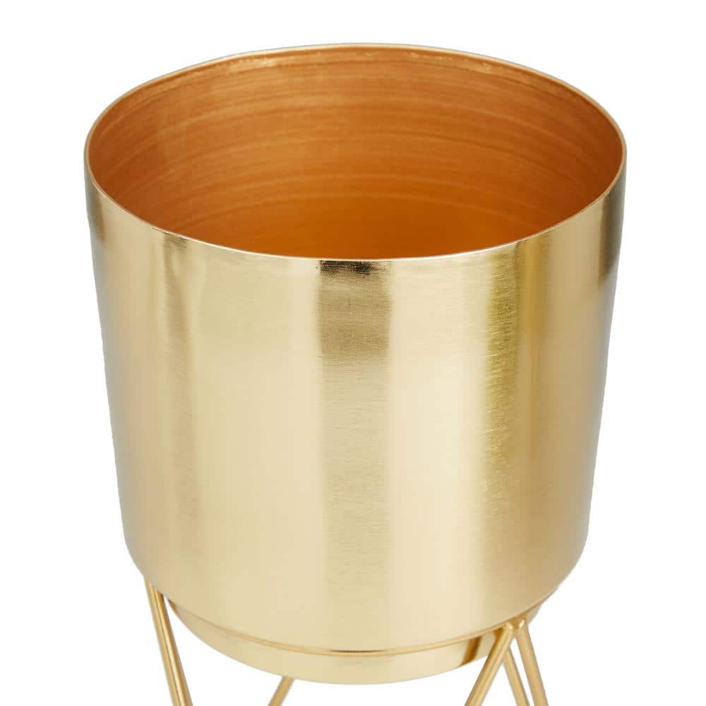 CosmoLiving 12" Gold Modern Metal Indoor Planter with Stand