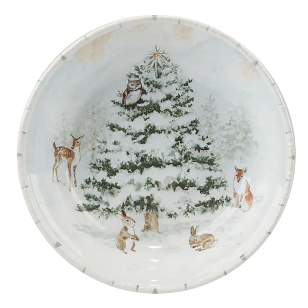 Certified International 132 fl. oz. Multi-Colored Earthenware Winter's Frost Serving Bowl