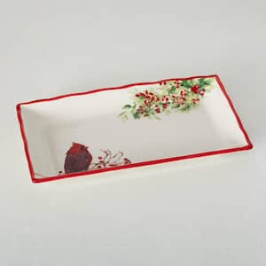 15 in. Christmas Holiday Cardinal Serving Dish