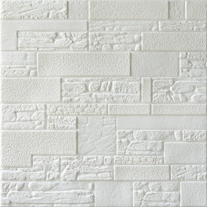 Falkirk Jura II 1/3 in. 28 in. x 28 in. Peel and Stick Off White Faux Bricks, Stones PE Foam Decorative Wall Paneling