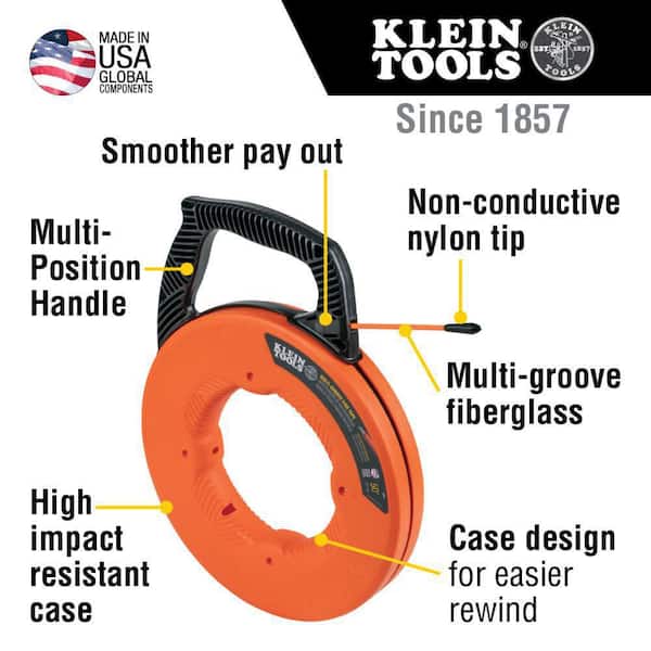 Multi-Groove Fiberglass 100 ft. Fish Tape with Nylon Tip