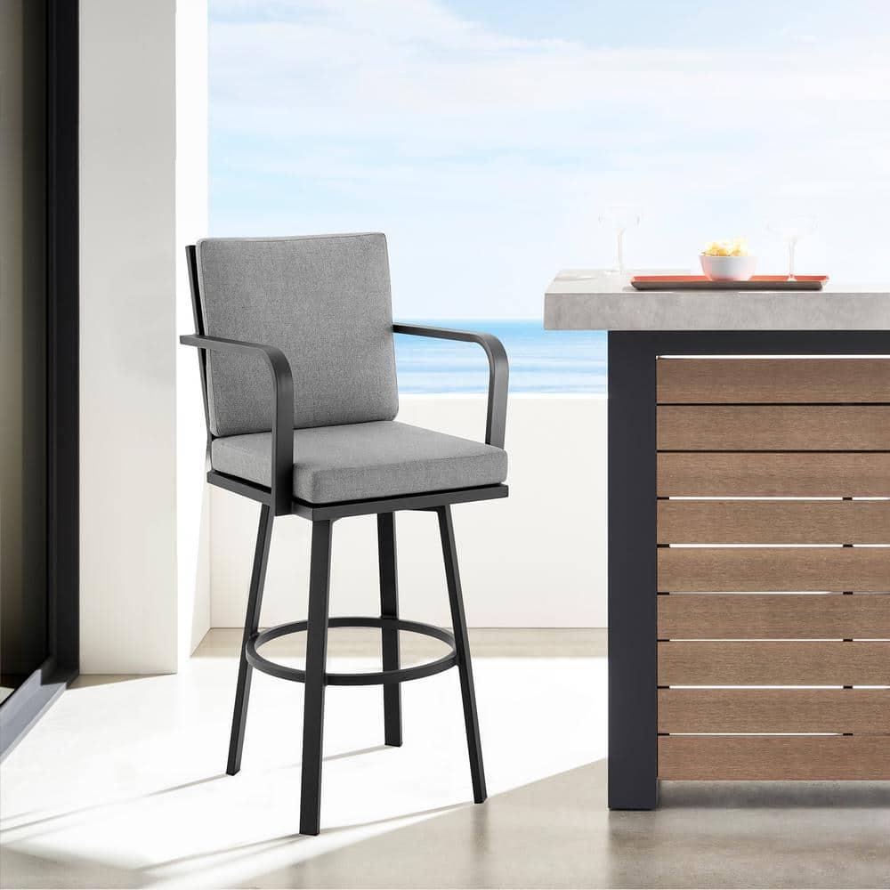 Don Swivel Aluminum Outdoor Bar Stool with Cushion