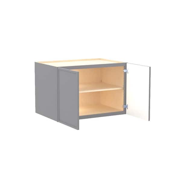 Home Decorators Collection Franklin 30 in. W x 24 in. D x 24 in. H Assembled Plywood Wall Bridge Kitchen Cabinet in Veiled Gray with Soft Close