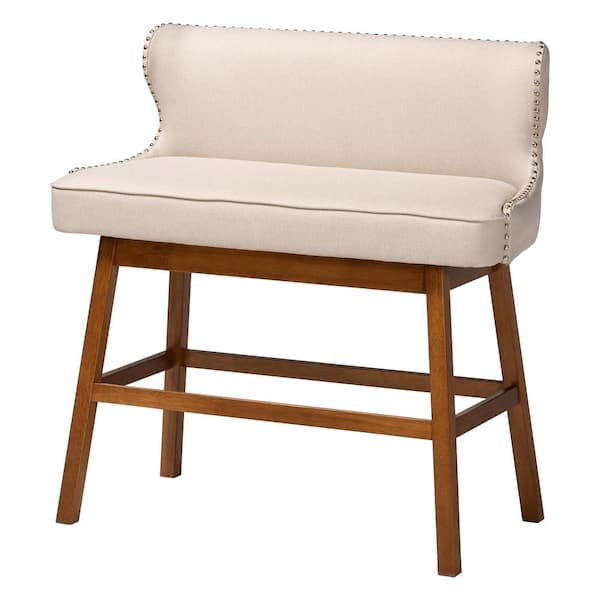 Baxton Studio Gradisca Beige Fabric Upholstered Bar Bench