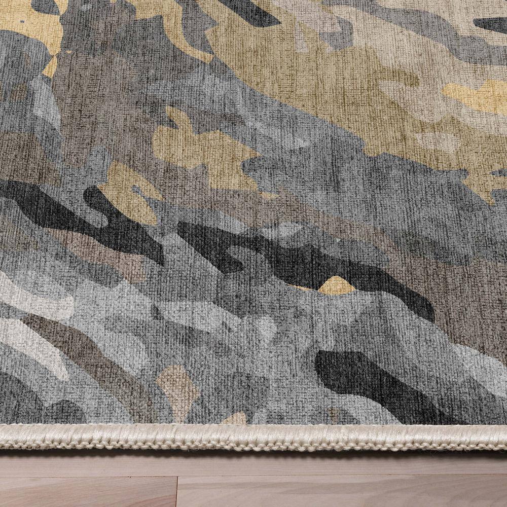 Gray Gold Abstract Marble Flat-Weave Area Rug 9'10" x 13'