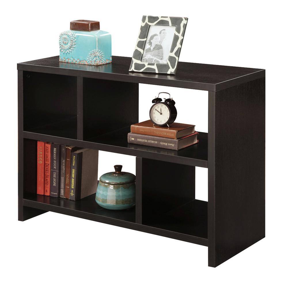 Espresso Woodgrain Modern Console Bookcase with Cubes