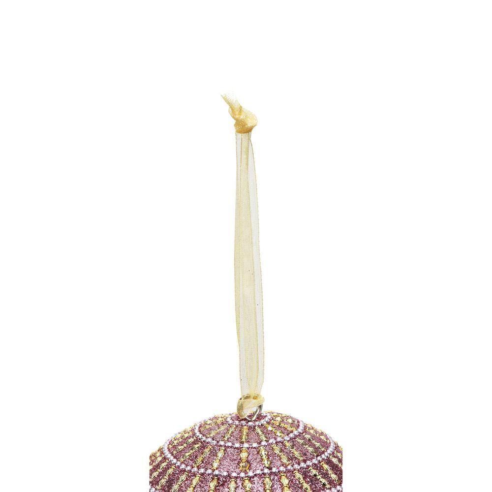 Handcrafted Pink and Gold Glass Globe Christmas Ornaments, Set of 4