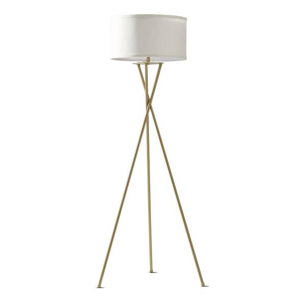 Brightech Wave 81 in. Antique Brass Mid-Century Modern 1-Light LED Energy  Efficient Floor Lamp with Beige Bamboo Drum Shade FL-WVPDT-BRS - The Home  Depot