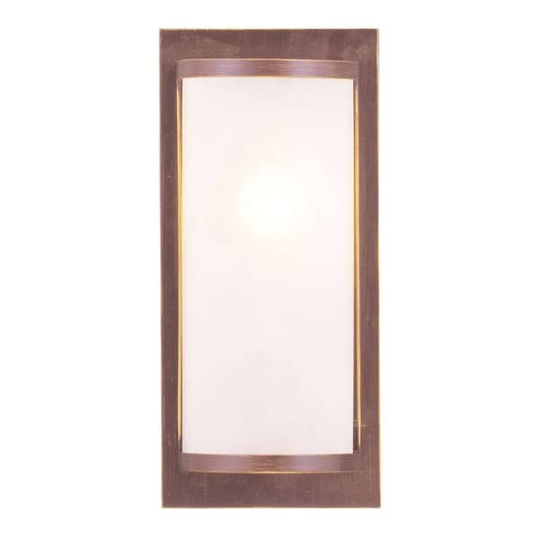 Livex Lighting 1-Light Vintage Bronze Wall Sconce with Satin Glass Shade