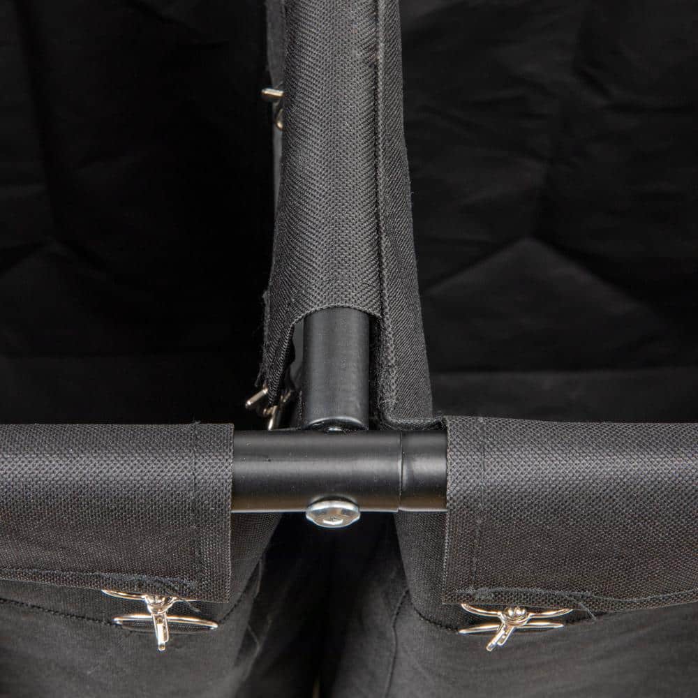 Black Metal 2-Bag Rolling Laundry Sorter with Wheels