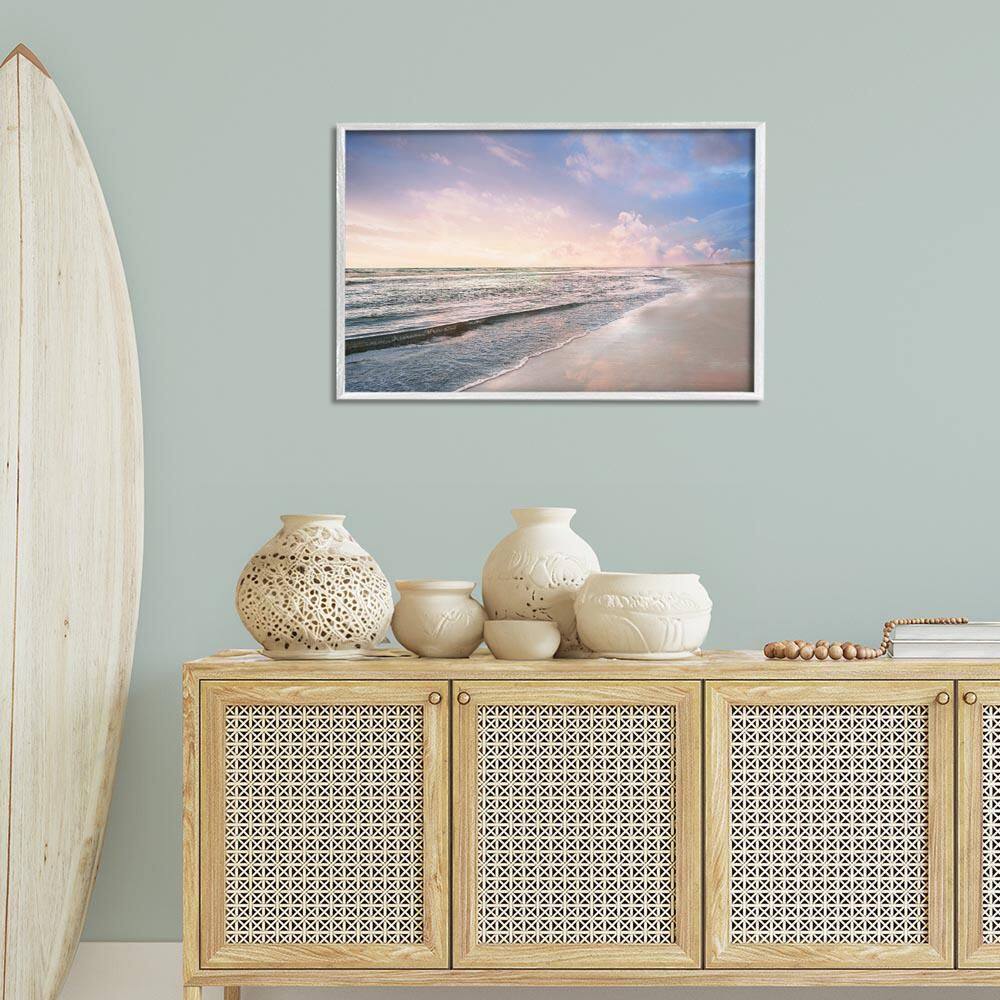 Receding Beach Shore by Natalie Carpentieri White Framed Nature Giclee Art Print 20 in. x 30 in. price history on PriceWatchPro