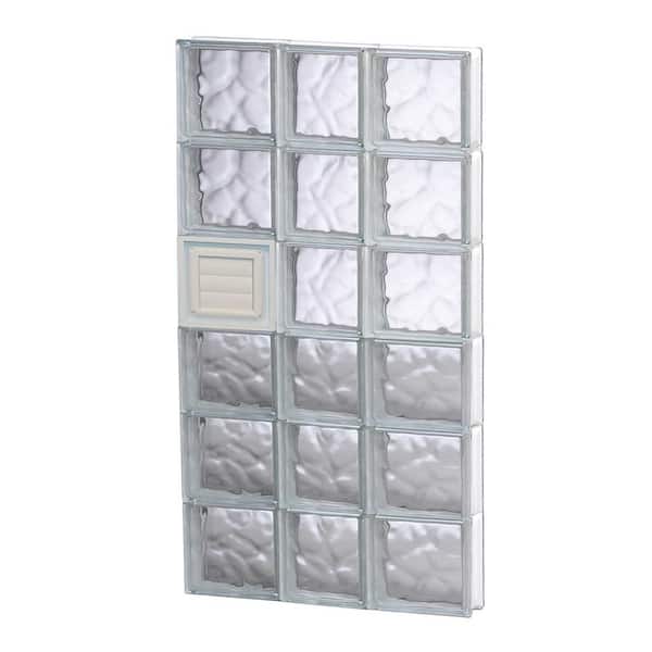 Clearly Secure 21.25 in. x 46.5 in. x 3.125 in. Frameless Wave Pattern Glass Block Window with Dryer Vent