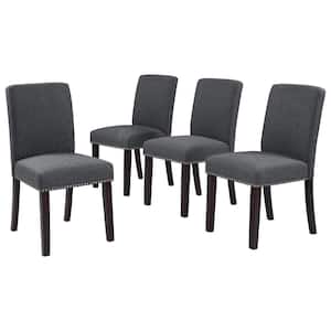 Schmitz Upholstered Dining Chairs in Charcoal Linen (Set of 4)