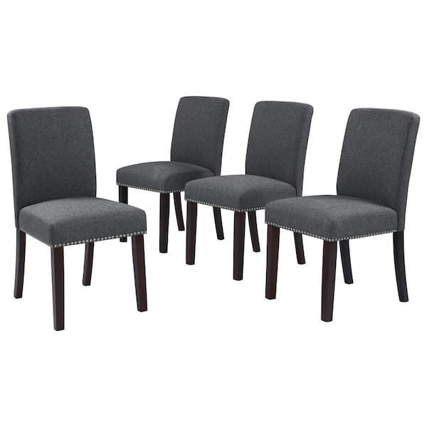 Handy Living Schmitz Upholstered Dining Chairs in Charcoal Linen (Set of 4)