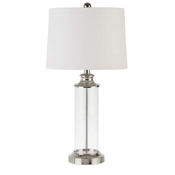 bessten 26 in. Silver Glass Table Lamp with Drum Shade