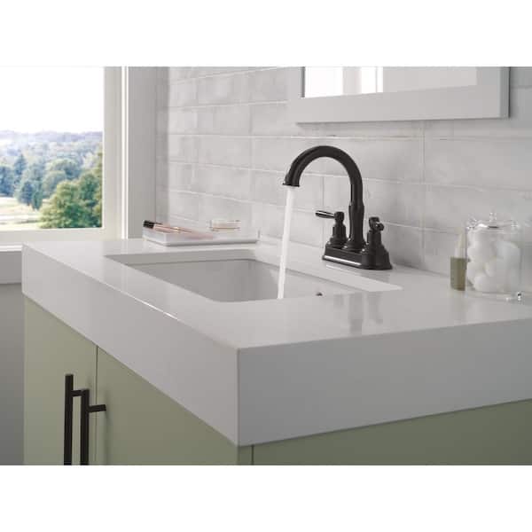 Roe 4 in. Centerset Double Handle Bathroom Sink Faucet in Matte Black