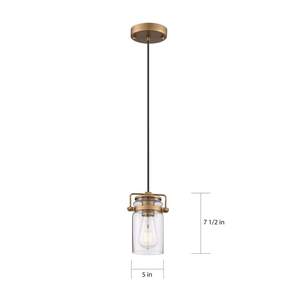 Vintage Brass and Clear Glass Mini Pendant Light