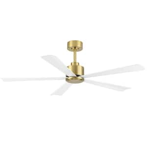 Melony 52 in. 6-Speed Indoor White-Blade Gold Ceiling Fans with Remote Control Included