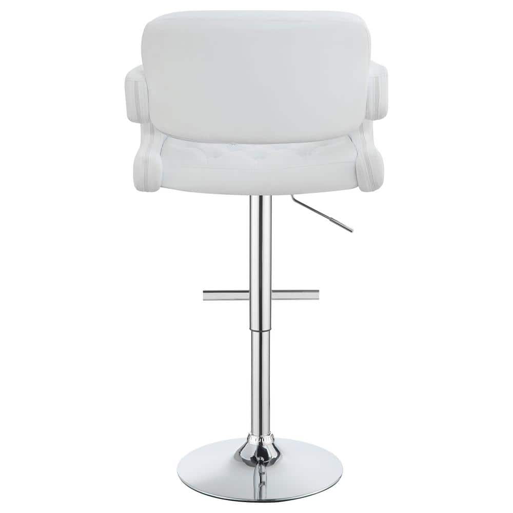White Adjustable Swivel Bar Stool with Chrome Base
