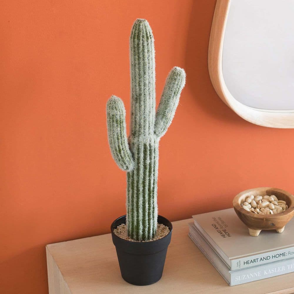 24.5 in. Green Indoor Succulent Artificial Cactus, Artificial Plant Fake Ca