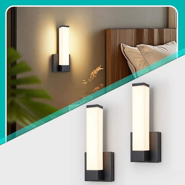 1-Light 2-Pack Black Dimmable LED Wall Sconce, Modern Wall Lighting for Bedroom, Bathroom, Living Room (2-pack)
