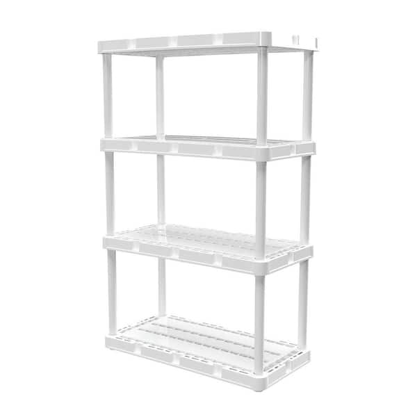 GRACIOUS LIVING 12 in. W x 48 in. H x 24 in. D 4 Shelves Resin Freestanding Cabinet Storage Unit System for Home or Garage in White
