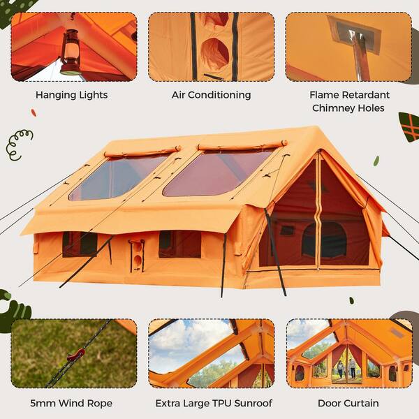 10 ft. x 13 ft. Inflatable Camping Tent, Waterproof and
