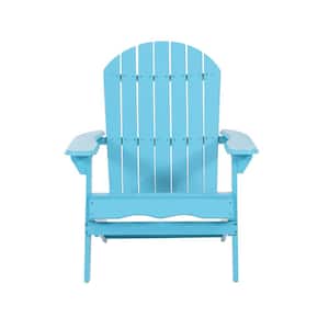 Classic Folding Acacia Wood Adirondack Chair Recliner in Blue