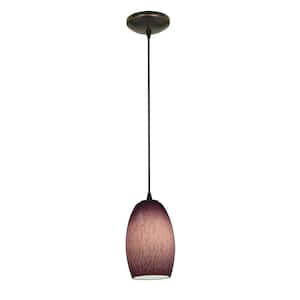 Chianti 1-Light Oil Rubbed Bronze Shaded Pendant Light with Glass Shade