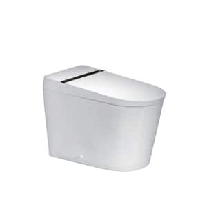 Intelligent Electric Plug-In Seat for Elongated Bidet Toilet 1.28 GPF in White with Auto Flush and Foot Sensor Operation