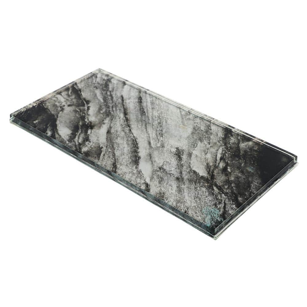 Astral Polished Black Glass Rectangular Wall Tile