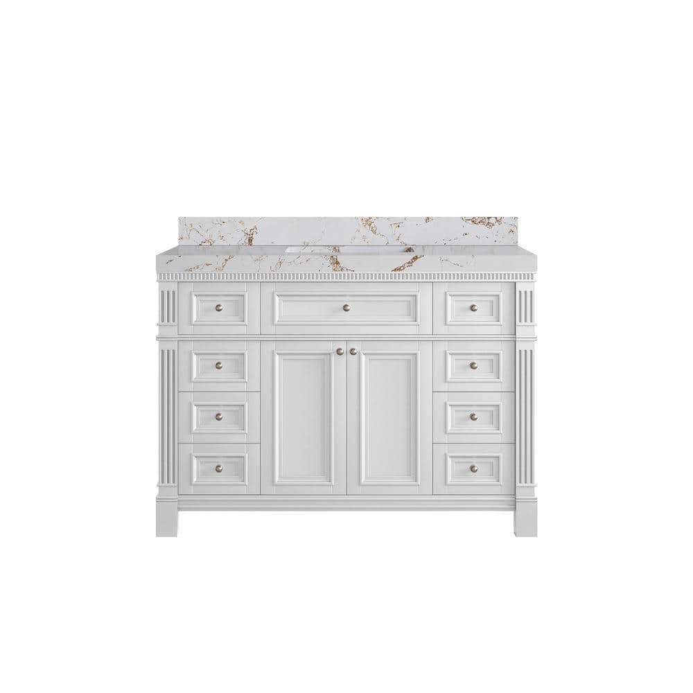 Paris 48 in. W x 22 in. D x 36 in. H Single Sink Bath Vanity in White with 2 in. Viola Gold qt. Top price history on PriceWatchPro