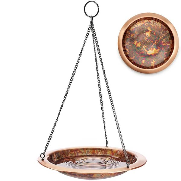 Good Directions 13 in. Hanging Fired Copper Bird Bath