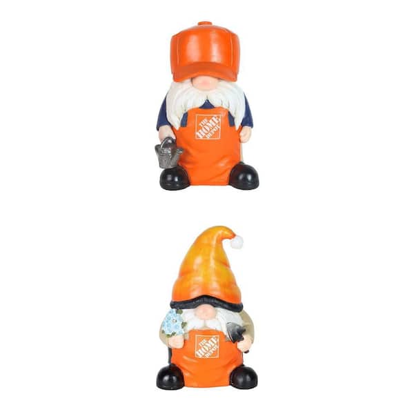 Solar/Non-Solar Home Depot Gnomables Gnome with Trucker Hat, Watering Can, Stocking Cap, and Flower Pot Combo (2 Piece)