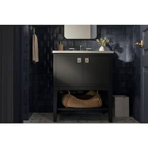 Seagrove 37in. Single Sink Freestanding Ferrous Grey Bath Vanity with White Quartz Top Assembled