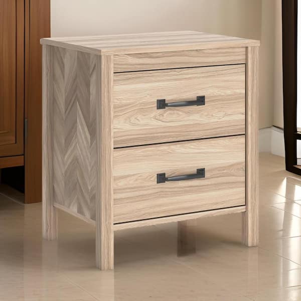 Bette Light Oak Brown 2-Drawer 21.5 in. W Nightstand