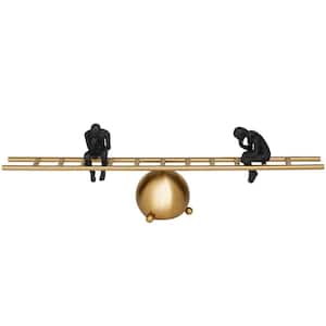 8 in. Gold Metal Thinking People Sculpture with Balancing Ladder