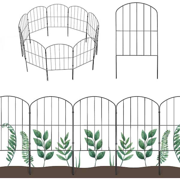 25-Panel Round Top Garden Fence, 24 in. x 13 in. Black