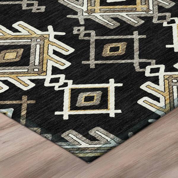 Chantille Machine Washable Indoor/Outdoor Abstract ACN3042 Black 3 ft. x 4 ft. Area Rug
