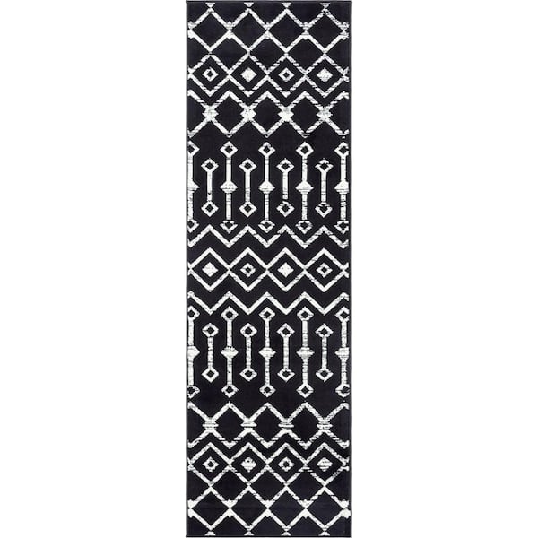 Moroccan Trellis Black 2 ft. x 6 ft. 7 in. Runner Rug