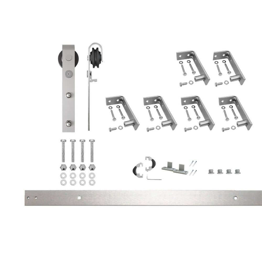 8 ft. /96 in. Brushed Nickel Ceiling Mount Non-Bypass Sliding Barn Door Track and Hardware Kit for Single Door price history on PriceWatchPro