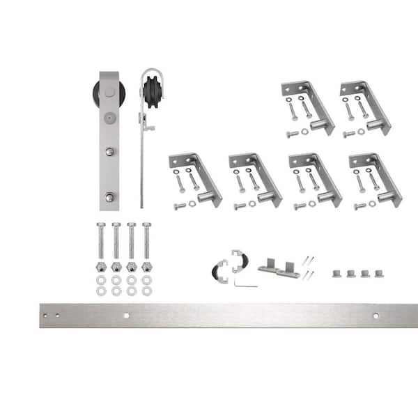 8 ft. /96 in. Brushed Nickel Ceiling Mount Non-Bypass Sliding Barn Door Track and Hardware Kit for Single Door