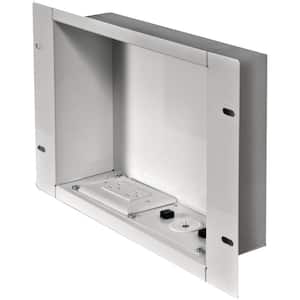 In-Wall Recessed Cable Management and Power Storage Accessory Box with Power Outlet