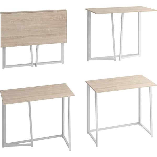 4NM 31.5 Inch Folding Modern Simple Computer Office Study Writing Table  Desk for Study Room, Bedroom, and Living Room, Natural White